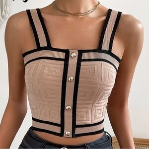 SHEIN Tan and Black Knit Top